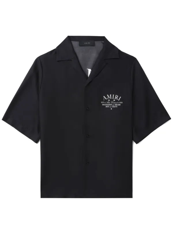 Amiri - Chemise en sois à logo imprimé Noir