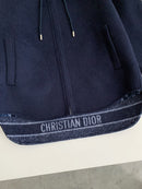 Dior - Veste zip à capuche en laine monogramme Jacquard Bleu Marine F
