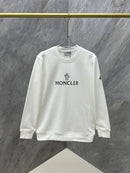 Moncler - Pull en coton floqué Moncler et logo Blanc