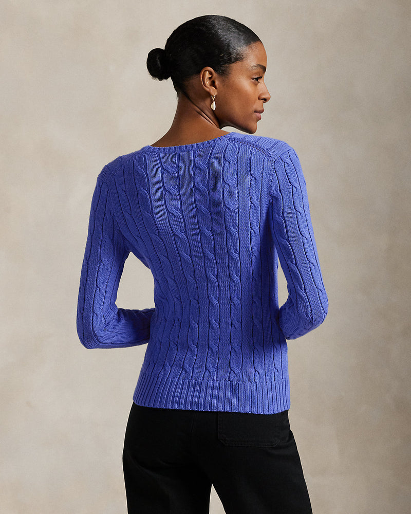 Ralph Lauren - Pull torsadé à col rond en coton Bleu Maidstone