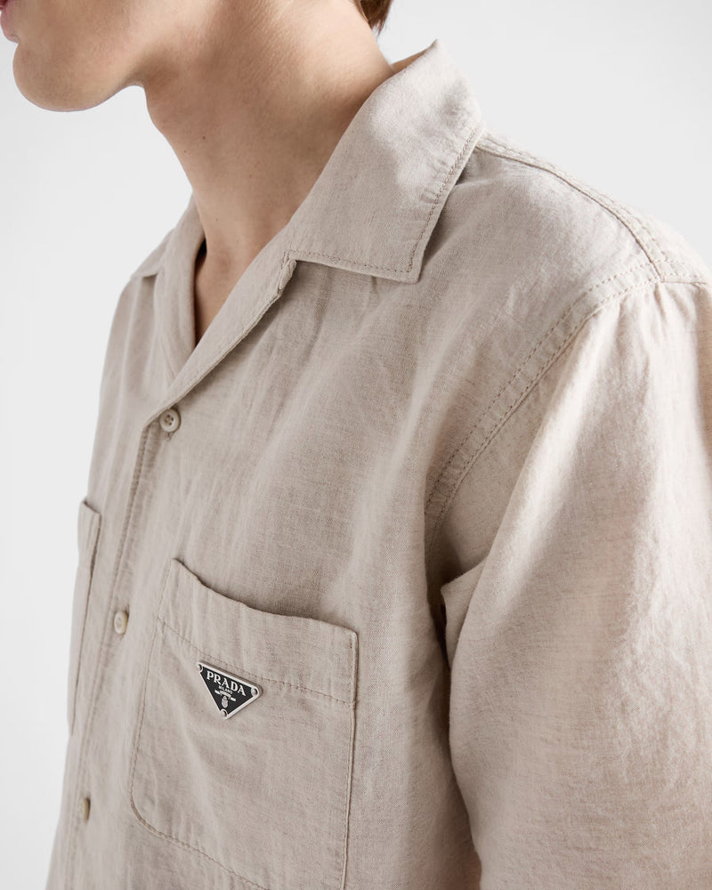 Prada - Chemise à manches courtes en chambray Naturel