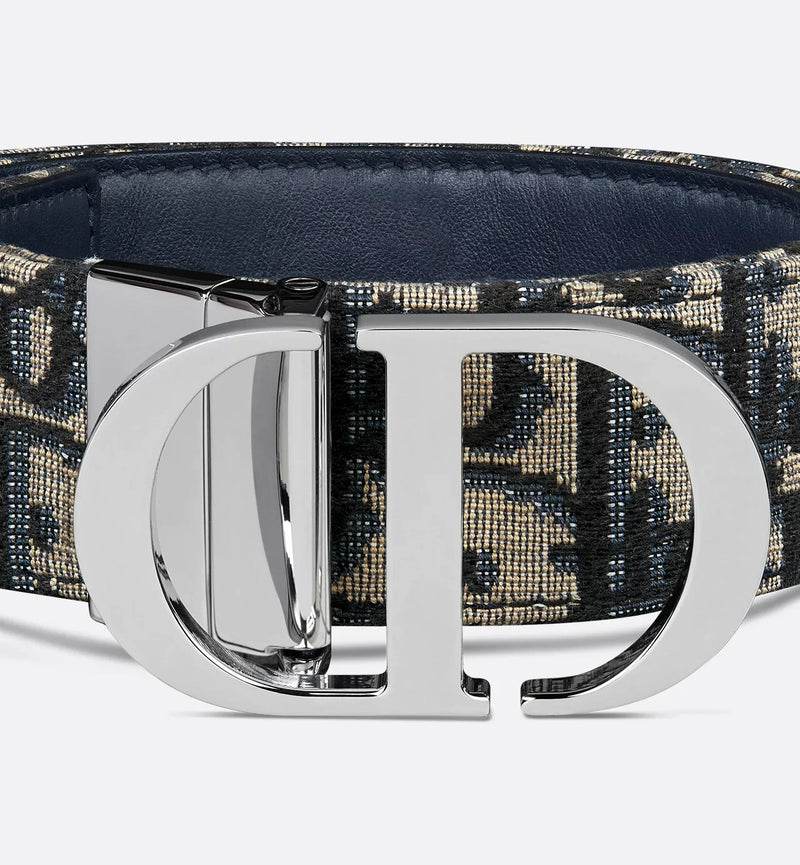 Dior - Ceinture 30 Montaigne réversible Dior Oblique Bleu