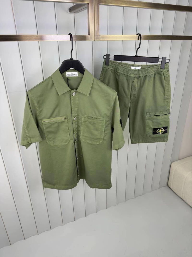 Stone Island - Ensemble Chemise + SHORT Kaki
