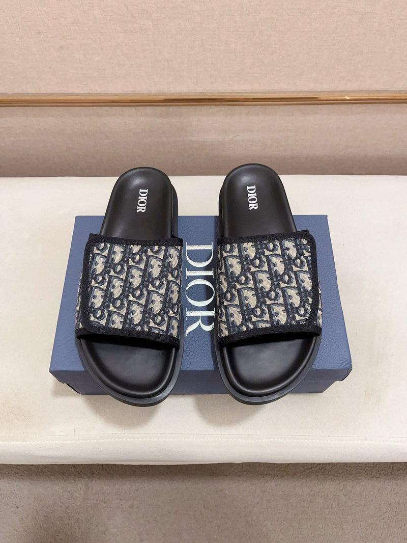 Dior - Sandale en Toile monogramme Dior Bleu/Blanc