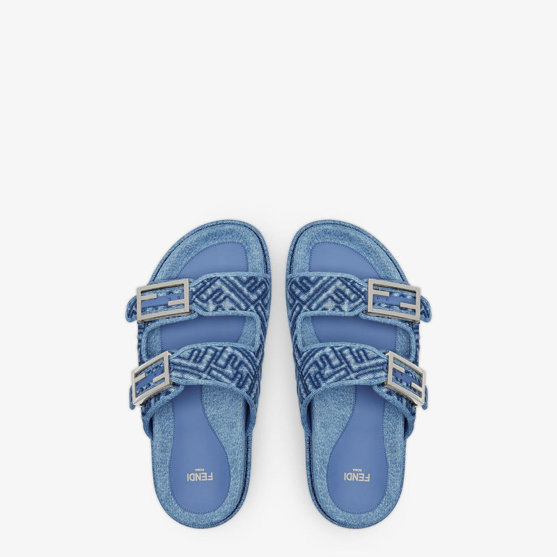 Fendi - Sandales Fendi Feel en denim Bleu