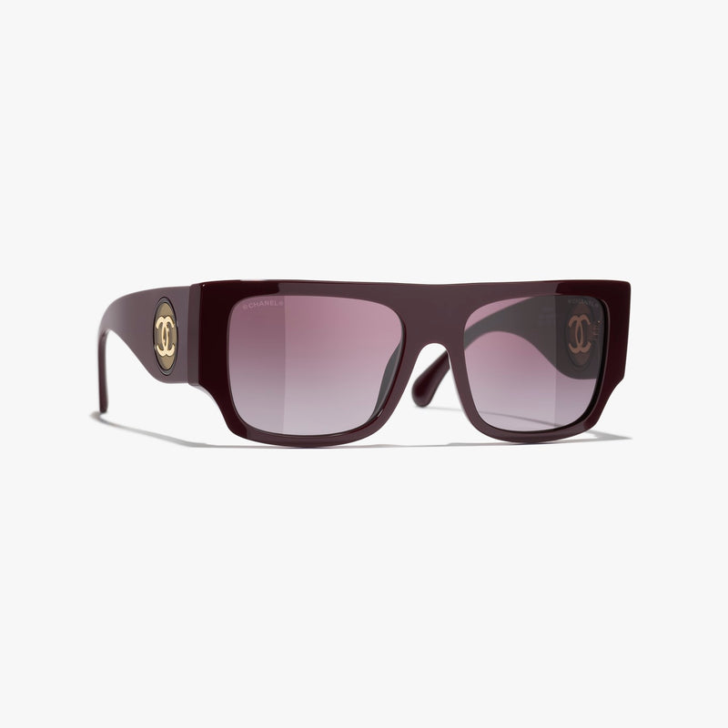 Chanel - Lunettes de soleil carrées Bordeaux