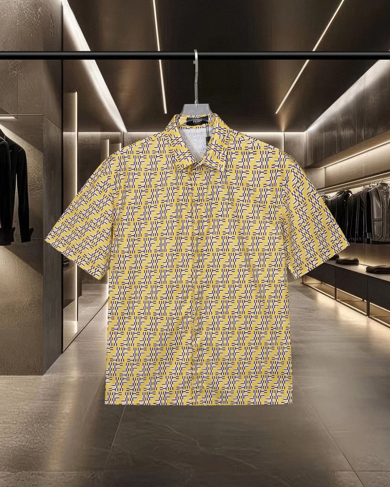 Fendi - Chemise à Manches Courtes avec Motif Monogramme Jaune