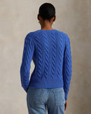 Ralph Lauren - Cardigan torsadé en laine et cachemire Bleu Lapis