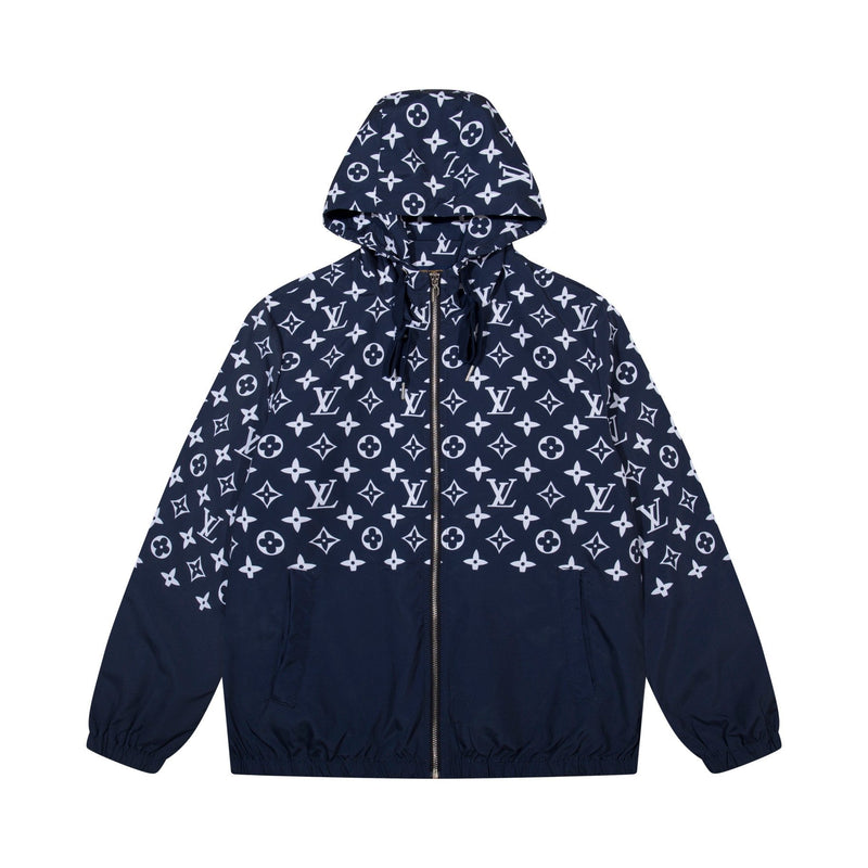 Louis Vuitton - Veste à capuche monogramme LV Bleu Marine et Blanc