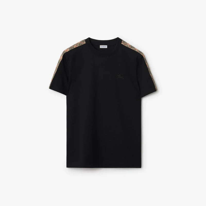Burberry - T-shirt en coton avec étiquette Noir