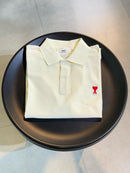 Ami Paris - Polo avec logo brodé Bleu Marine/Bleu Clair/Noir/Beige/Blanc/Vert/Bleu Océan