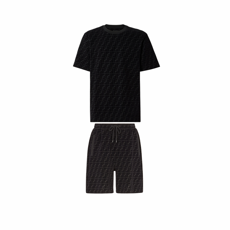 Fendi - Ensemble T-shirt + Short en piqué FF Noir