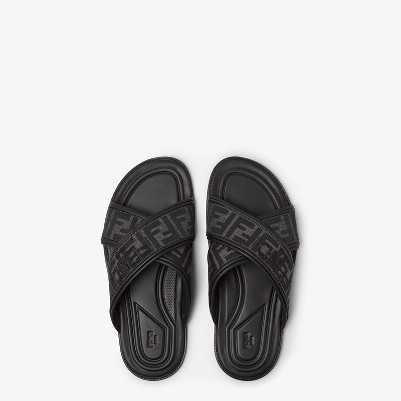 Fendi - Sandales Semelle de propreté en tissu jacquard FF Noir