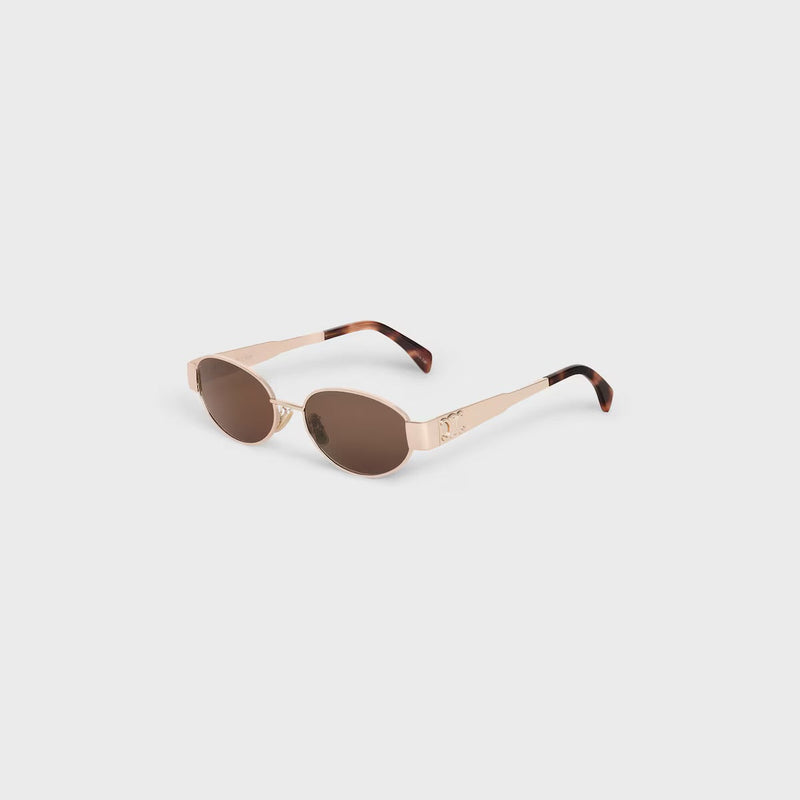 Celine - Lunettes De Soleil Triomphe métal 01 Rose Or / Marron
