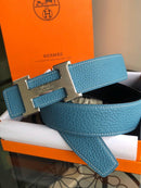 Hermès - Ceinture Réversible Bleu Océan / Noir
