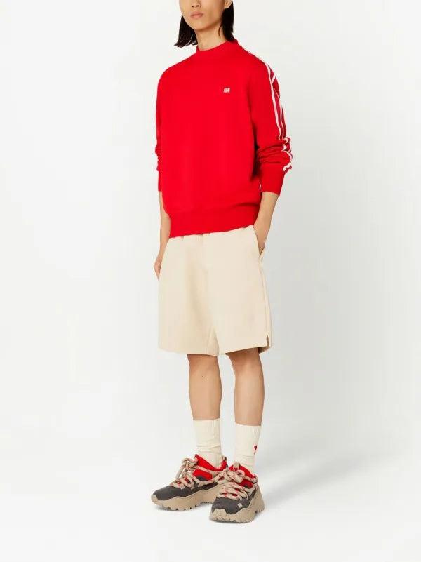 Ami - Short de sport à logo brodé Beige