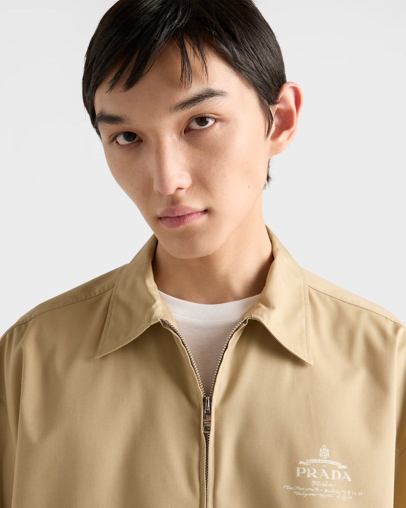 Prada - Chemise à manches courtes en coton technique Beige Désert
