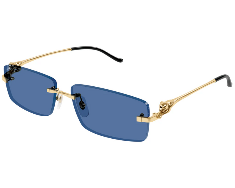 Cartier - Lunettes solaires Panthère Monture Or Verres Bleu