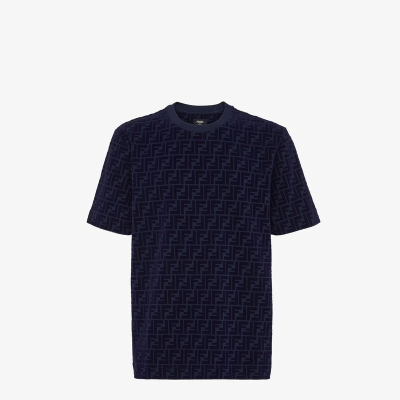 Fendi - T-shirt en piqué FF bleu