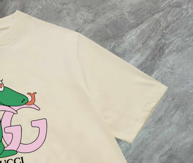 Gucci - T-shirt avec un design reptilien et logo Gucci - Crème
