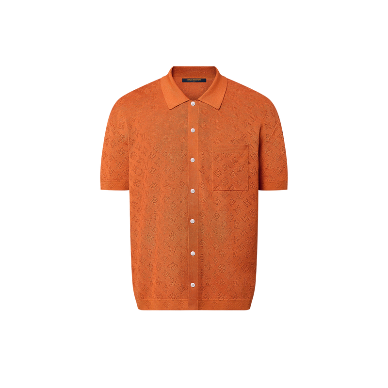 Louis Vuitton - Chemise manches courtes Monogram en pointelle de coton Orange