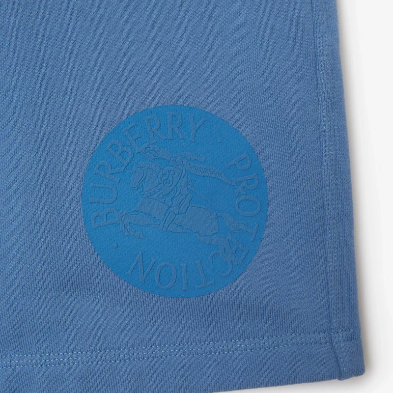 Burberry - Short en coton avec badge EKD Bleu