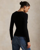 Ralph Lauren - Pull torsadé à col rond en coton Polo Black/white Pp