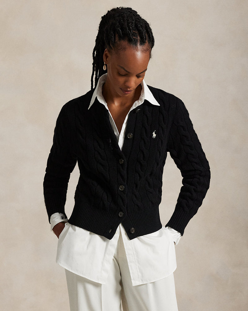Ralph Lauren - Cardigan torsadé en laine et cachemire Polo Black