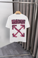 OFF-WHITE - T-shirt avec logo OW Blanc et Rose