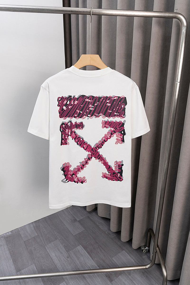 OFF-WHITE - T-shirt avec logo OW Blanc et Rose