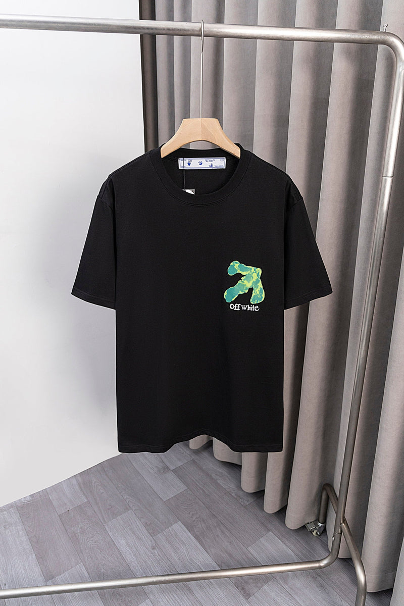 OFF-WHITE - T-shirt avec un design en camouflage vert sur la poitrine - Noir et Vert