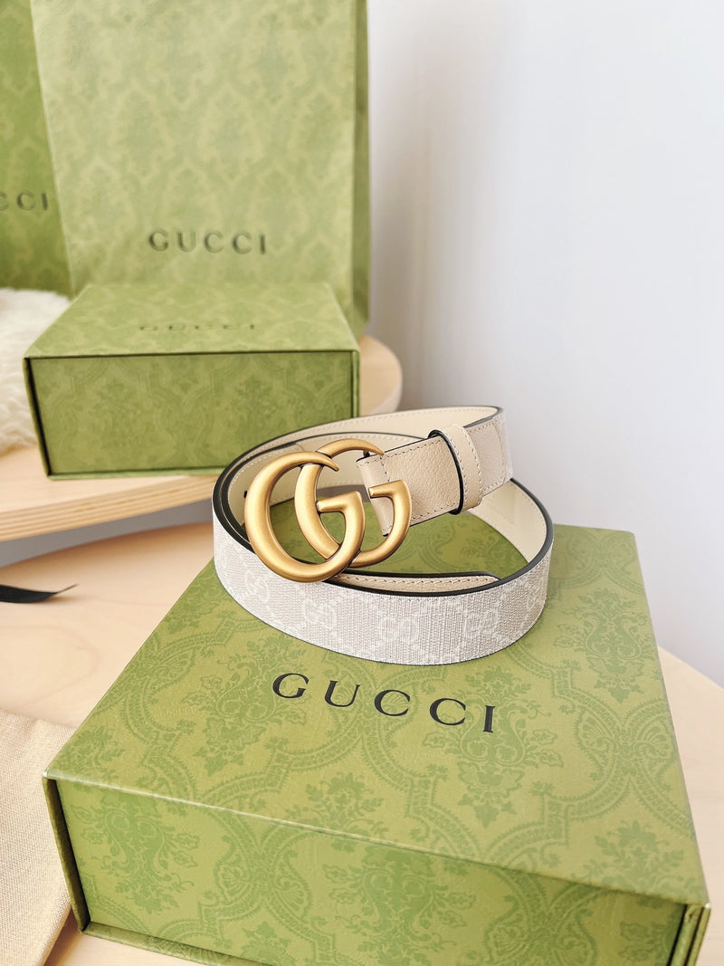 Gucci - Ceinture GG Doré Blanc F