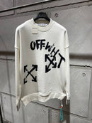 Off-White - Pull en coton à motif monogramme OW Blanc/Noir