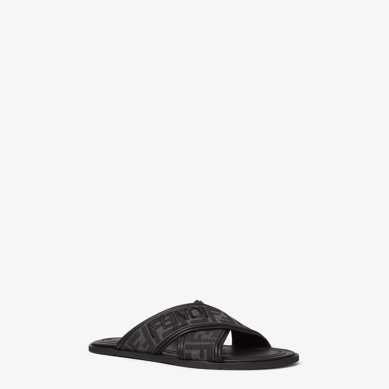 Fendi - Sandales Semelle de propreté en tissu jacquard FF Noir