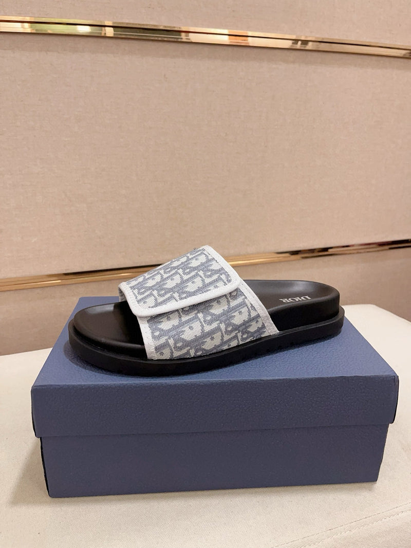 Dior - Sandale en Toile monogramme Dior Bleu Clair/Blanc