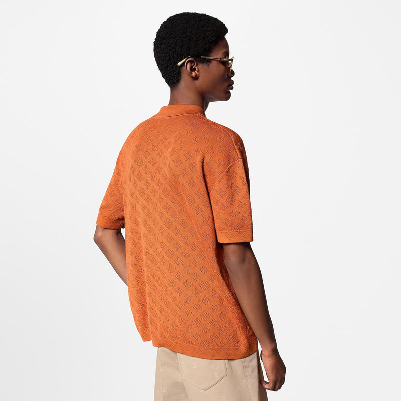 Louis Vuitton - Chemise manches courtes Monogram en pointelle de coton Orange