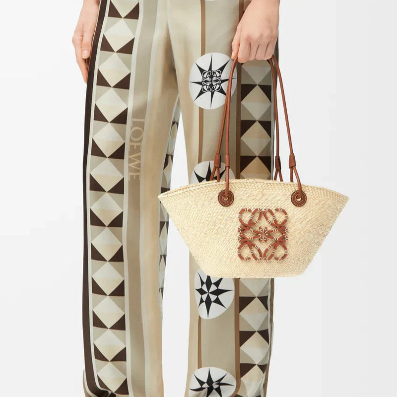 Loewe - Petit panier Anagram en palmier Iraca et cuir de veau Natural Tan