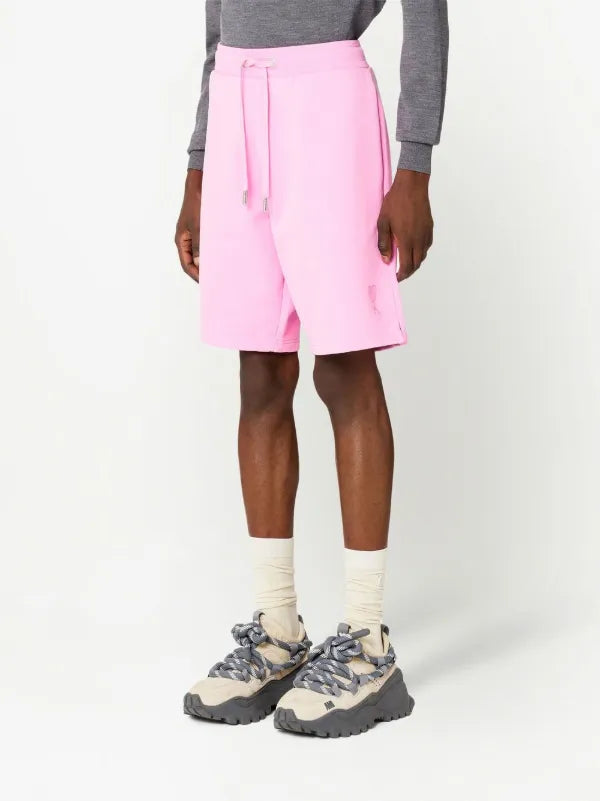 Ami - Short de sport à logo brodé Rose