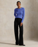 Ralph Lauren - Pull torsadé à col rond en coton Bleu Maidstone