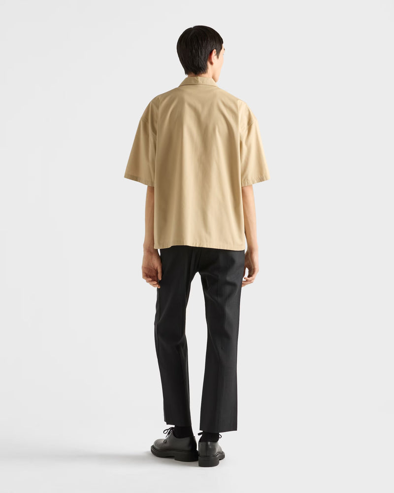 Prada - Chemise à manches courtes en coton technique Beige Désert