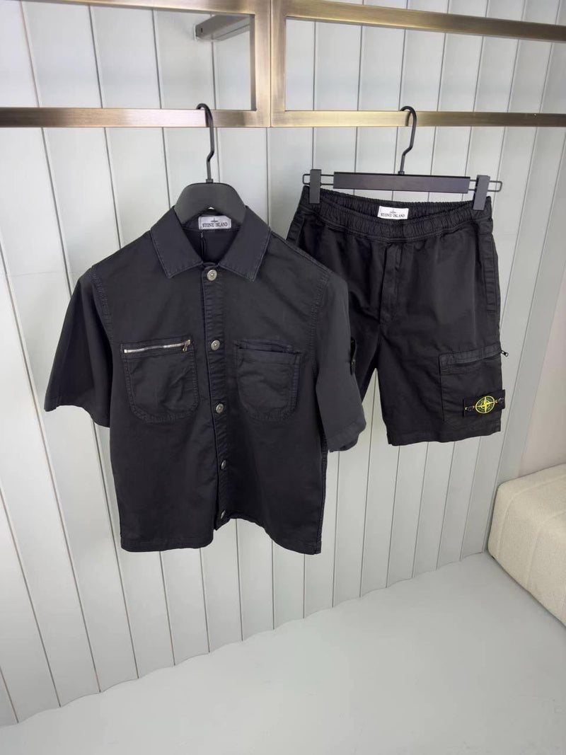 Stone Island - Ensemble Chemise + SHORT Noir
