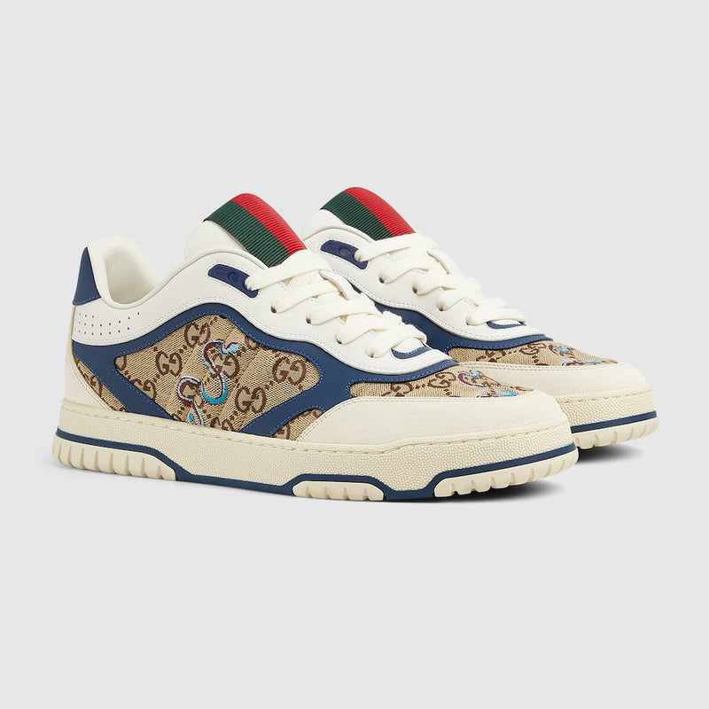 BASKETS GUCCI RE-WEB POUR HOMME Blanc Cassé Blanc Bleu