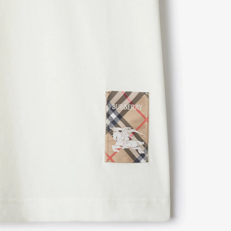Burberry - T-shirt en coton avec étiquette Chalk