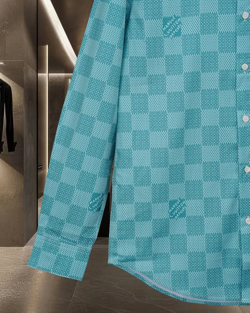 Louis Vuitton - Chemise manches longues motif damier LV Turquoise