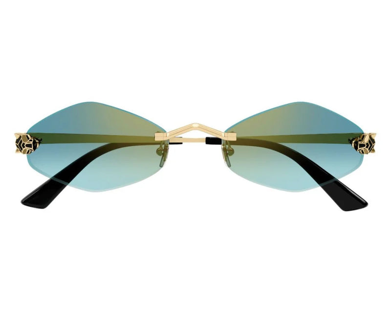 Cartier - Lunettes solaires Cartier Panthère Losange Monture Or Verres Vert
