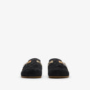 Burberry - Sabots Urchin en cuir velours Check Noir
