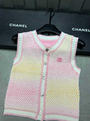 Chanel - T-shirt à bouton avec logo Chanel Rose/Jaune