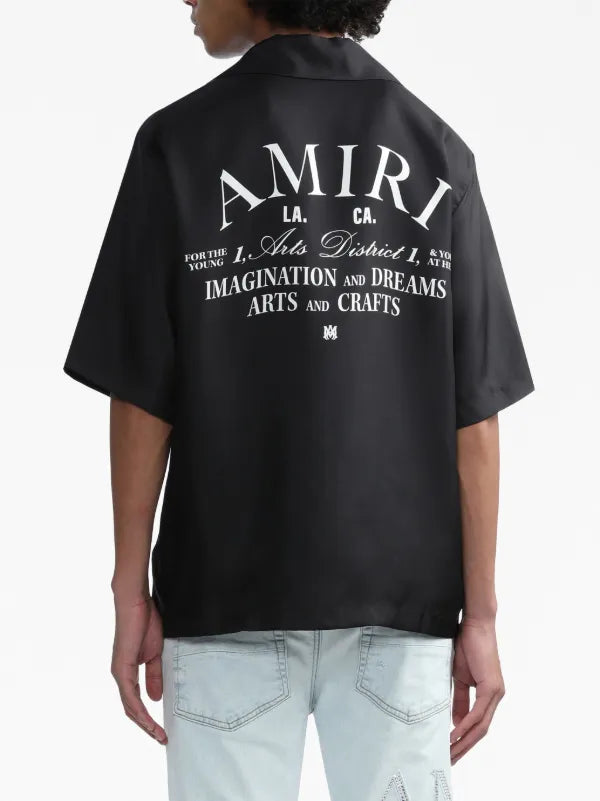 Amiri - Chemise en sois à logo imprimé Noir