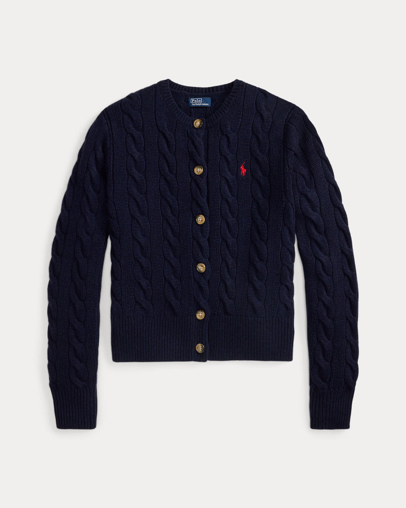 Ralph Lauren - Cardigan torsadé en laine et cachemire Marine chasseur