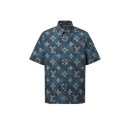 Louis Vuitton - Chemise manches courtes brodée en coton Bleu Océan